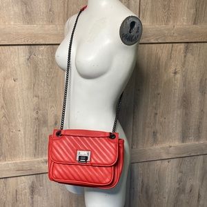 Red Badgley Mischka shoulder bag. Purse with double chain or single long chain